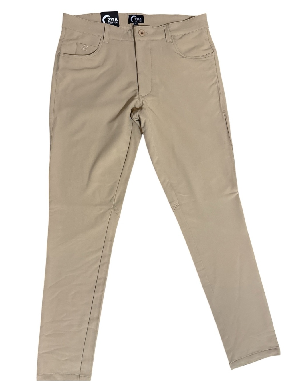 NWT ZYIA Active Men's Khaki Performance Chino Golf Pants Size M